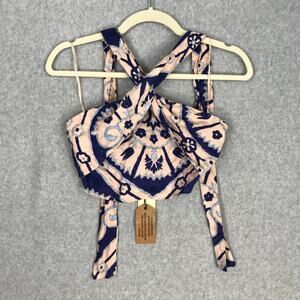 Christian Siriano Crop Top XS Pink Blue Tank Halter Wrap Tie‎ Rodeo Southwest